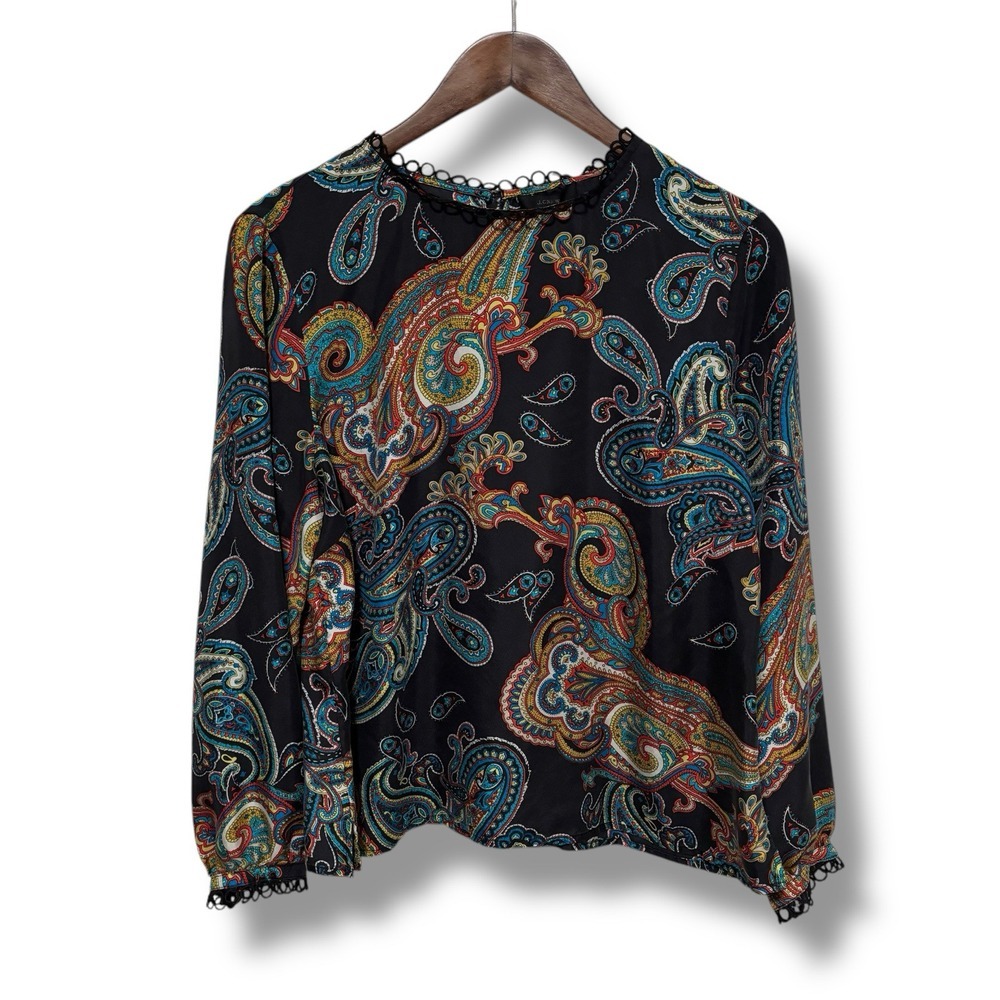 J Crew Women's Boho Long Sleeve Blouse Top Size 14 / 20.5 x 23